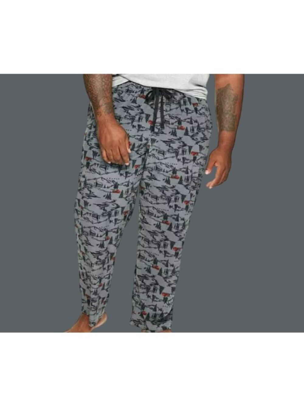 Fleece Pajama Pants Lounge Sleep Grey Red Trucks Men's Size 1X NWT JJ2034